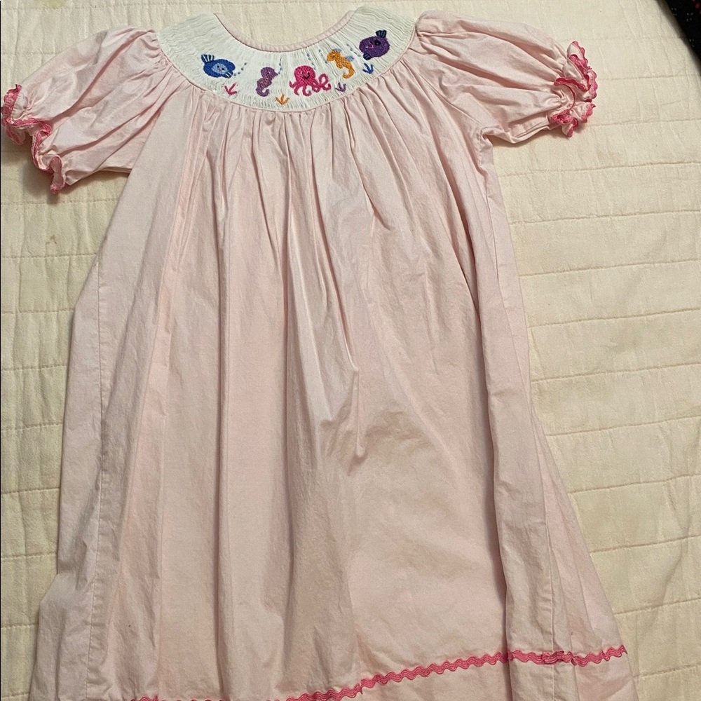 Pink Embroidered Kids Dress